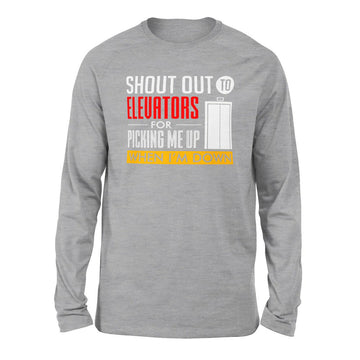 Shout Out To Elevators For Picking Me Up When I'm Down Men/Unisex Drop Shoulder Sweatshirt in Athletic Heather color